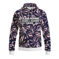 Custom Fully Sublimated Monochrom Floral Three Pattern Dark Blue Baby Pink Performance Sports Pullover Hoodie 07872