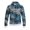 Custom Fully Sublimated Blue Foliage Floral Two Pattern Black Blue White Performance Sports Pullover Hoodie 07881