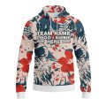 Custom Fully Sublimated Vibrant Tropical Floral Pattern Teal Red Pink Performance Sports Pullover Hoodie 07896