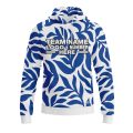 Custom Fully Sublimated Elegant Leaf Floral Two Pattern White Blue Performance Sports Pullover Hoodie 07902