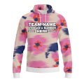 Custom Fully Sublimated Abstract Brushstroke Floral Two Pattern White Pink Blue Performance Sports Pullover Hoodie 07904