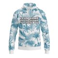 Custom Fully Sublimated Elegant Leaf Floral Two Pattern White Blue Performance Sports Pullover Hoodie 07906