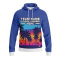 Custom Fully Sublimated Sunset  Tropical Floral Pattern Blue Multicolor Performance Sports Pullover Hoodie 07921
