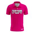 Custom Fully Sublimated Solid CC Pattern Pink Performance Polo Shirt 7946