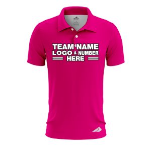 Custom Fully Sublimated Solid CC Pattern Pink Performance Polo Shirt 7946