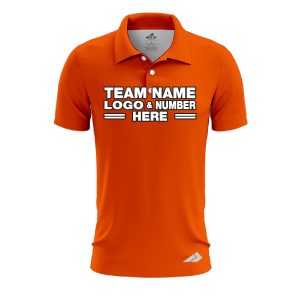 Custom Fully Sublimated Solid JJ Pattern Orange Performance Polo Shirt 8118