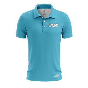 Custom Fully Sublimated Solid I34 Pattern Aqua Blue Performance Polo Shirt 8256