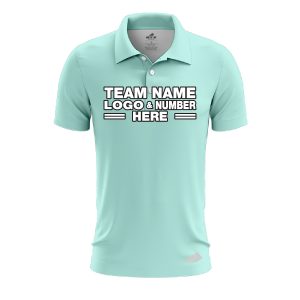 Custom Fully Sublimated Solid J12 Pattern Light Aqua Performance Polo Shirt 8331