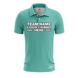 Custom Fully Sublimated Solid S36 Pattern Aqua Green Performance Polo Shirt 8368