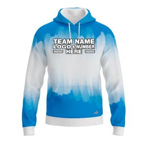 Custom Fully Sublimated Brushed Tie Dye Pattern SkyBlue White Performance Sports Pullover Hoodie 08484