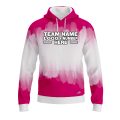 Custom Fully Sublimated Brushed Tie Dye Pattern Pink White Performance Sports Pullover Hoodie 08488