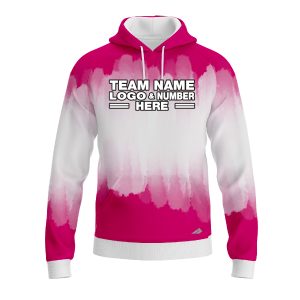 Custom Fully Sublimated Brushed Tie Dye Pattern Pink White Performance Sports Pullover Hoodie 08488