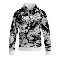 Custom Fully Sublimated Abstract Tie Dye Pattern White Black Performance Sports Pullover Hoodie 08505