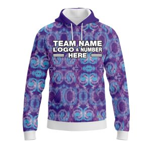 Custom Fully Sublimated Casual Tie Dye Pattern Purple Performance Sports Pullover Hoodie 08535