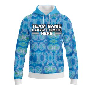 Custom Fully Sublimated Casual Tie Dye Pattern SkyBlue Performance Sports Pullover Hoodie 08537
