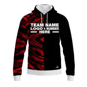Custom Fully Sublimated Half Tie Dye Pattern Red Performance Sports Pullover Hoodie 08572