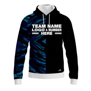 Custom Fully Sublimated Half Tie Dye Pattern Blue Performance Sports Pullover Hoodie 08581