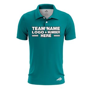 Custom Fully Sublimated Solid J15 Pattern Teal Performance Polo Shirt 8583