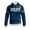 Custom Fully Sublimated Vibrant Tie Dye Pattern Teal Performance Sports Pullover Hoodie 08611