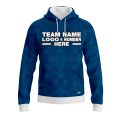 Custom Fully Sublimated Solid Tie Dye Pattern Blue Performance Sports Pullover Hoodie 08662