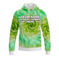 Custom Fully Sublimated Spiral Tie Dye Pattern Green Performance Sports Pullover Hoodie 08672