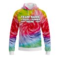 Custom Fully Sublimated Spiral Tie Dye Pattern Multicolor Performance Sports Pullover Hoodie 08674