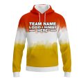 Custom Fully Sublimated Vibrant Tie Dye Pattern Tricolor White Orange Yellow Performance Sports Pullover Hoodie 08676