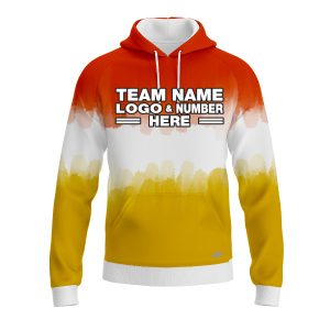 Custom Fully Sublimated Vibrant Tie Dye Pattern Tricolor White Orange Yellow Performance Sports Pullover Hoodie 08676