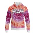 Custom Fully Sublimated Spiral Tie Dye Pattern Pink Orange Performance Sports Pullover Hoodie 08666