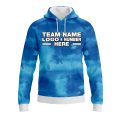 Custom Fully Sublimated Cloudy Tie Dye Pattern Blue Performance Sports Pullover Hoodie 08690
