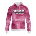 Custom Fully Sublimated Cloudy Tie Dye Pattern Pink Performance Sports Pullover Hoodie 08692