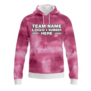 Custom Fully Sublimated Cloudy Tie Dye Pattern Pink Performance Sports Pullover Hoodie 08692