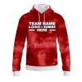 Custom Fully Sublimated Cloudy Tie Dye Pattern Red Performance Sports Pullover Hoodie 08694