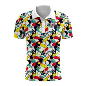 Custom Fully Sublimated Colorful Bowling Frenzy Pattern Performance Polo Shirt 08719
