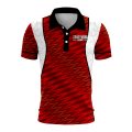 Custom Fully Sublimated Strike Bowling Pattern Red White Black Performance Polo Shirt 08761