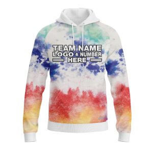 Custom Fully Sublimated Solar Flare Tie Dye Pattern Multicolor Performance Sports Pullover Hoodie 08791