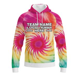Custom Fully Sublimated Sunburst Strikers Tie Dye Pattern Multicolor Performance Sports Pullover Hoodie 08789