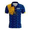 Custom Fully Sublimated Marine Fishing Pattern Blue Yellow Performance Polo Shirt 08825