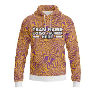 Custom Fully Sublimated Psychedelic Pioneers Tie Dye Pattern Orange Purple Performance Sports Pullover Hoodie 08832