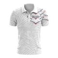 Custom Fully Sublimated Stylish Fishing Pattern Red White Blue Performance Polo Shirt 08865