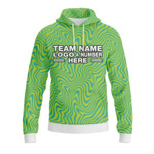Custom Fully Sublimated Mellow Tie Dye Pattern Green Yellow SkyBlue Performance Sports Pullover Hoodie 08911