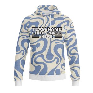 Custom Fully Sublimated Lava Lamp Two Tie Dye Pattern Blue White Performance Sports Pullover Hoodie 08941