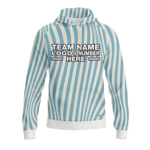 Custom Fully Sublimated Serene Stripes Tie Dye Pattern Blue White Performance Sports Pullover Hoodie 08952