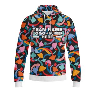 Custom Fully Sublimated Dynamic Shapes Tie Dye Pattern Multicolor Performance Sports Pullover Hoodie 08991
