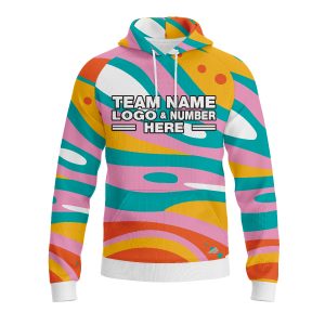 Custom Fully Sublimated Vintage Bloom Tie Dye Pattern Multicolor Performance Sports Pullover Hoodie 08980
