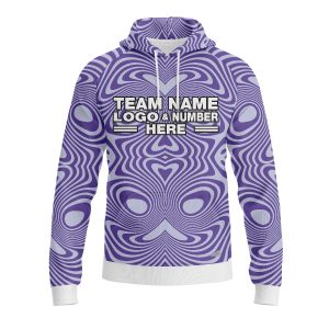 Custom Fully Sublimated Illusion Swirl Tie Dye Pattern Purple Performance Sports Pullover Hoodie 08982