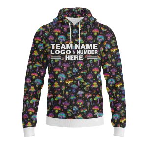 Custom Fully Sublimated Fungi Frenzy Tie Dye Black Multicolor Performance Sports Pullover Hoodie 09013
