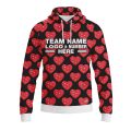 Custom Fully Sublimated Heartbeat Tie Dye Black Red Performance Sports Pullover Hoodie 09015