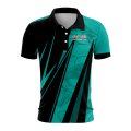Custom Fully Sublimated Electric Fishing Pattern Black Teal Performance Polo Shirt 09030