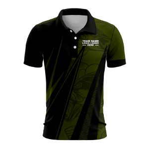 Custom Fully Sublimated Electric Fishing Pattern Dark Green Performance Polo Shirt 09055